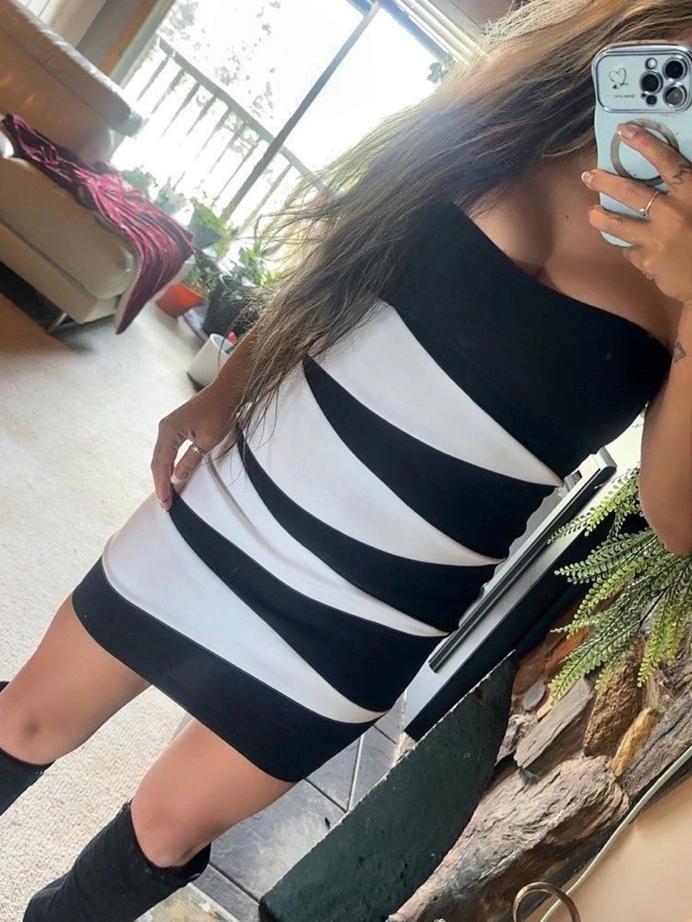 Fancy dress Mini Dress in Black & White